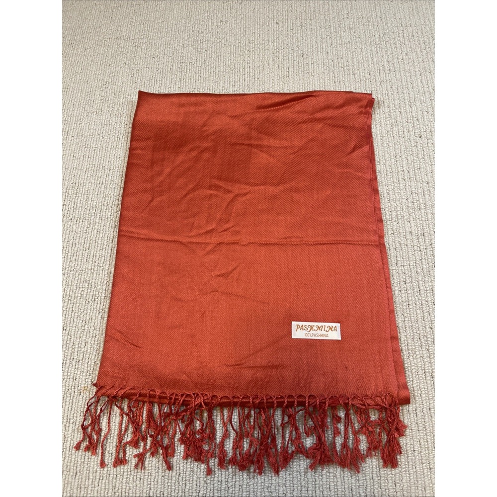 Pashmina 100% Pashmina Shawl Wrap Scarf Fringe 28x70 Burnt Orange